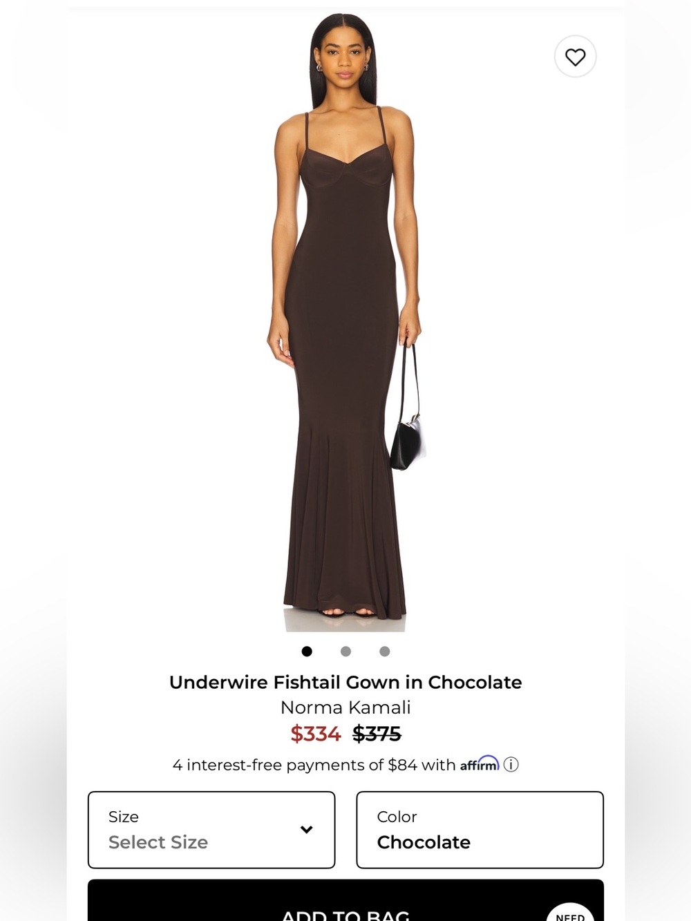 Norma Kamali Chocolate Maxi Fishtail Gown